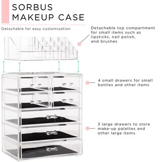Foto 2 | Foto 2 | Organizador De Maquillaje Sorbus Transparente Con 3 Cajones Grandes Y 4 Pequeños - Venta Internacional.
