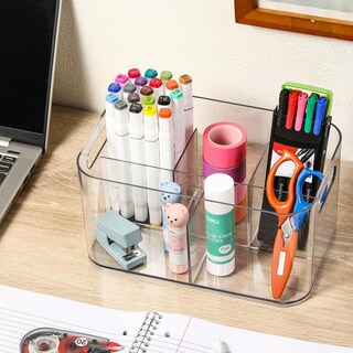 Foto 4 | Foto 4 | Papelera De Plástico Aozita Transparente Con 5 Compartimentos Para Material De Arte, Paquete De 2 - Venta Internacional.