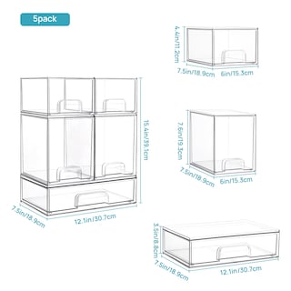 Foto 2 | Foto 2 | Juego De Cajones De Almacenamiento Vtopmart Apilables De Plástico Transparente X5 - Venta Internacional.