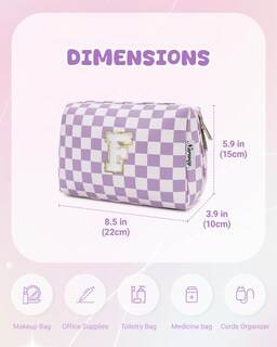 Foto 5 | Foto 5 | Bolsa De Maquillaje Narwey Con Inicial Morada Personalizada, Letra F - Venta Internacional.