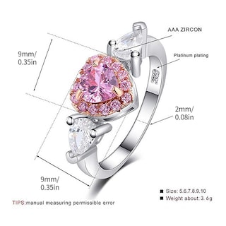 Foto 5 | Foto 5 | Anillo Huoguo Moderno Color Melocotón En Forma De Corazón Y Diamante Para Mujer - Venta Internacional.