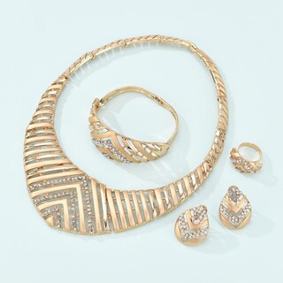 Foto 3 | Foto 3 | Conjunto De Joyas De Moda Huoguo De 5 Piezas De Aleación De Oro Para Mujer - Venta Internacional.