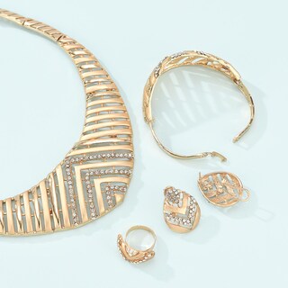 Foto 5 | Foto 5 | Conjunto De Joyas De Moda Huoguo De 5 Piezas De Aleación De Oro Para Mujer - Venta Internacional.