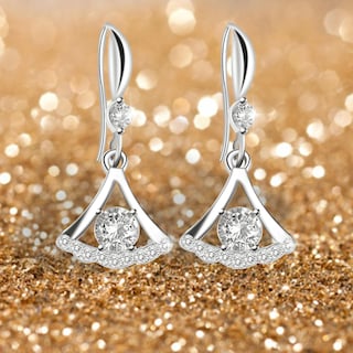 Foto 2 | Foto 2 | Pendientes Huoguo Delicados Con Forma De Falda De Circón En Forma De Gota Para Mujer - Venta Internacional.