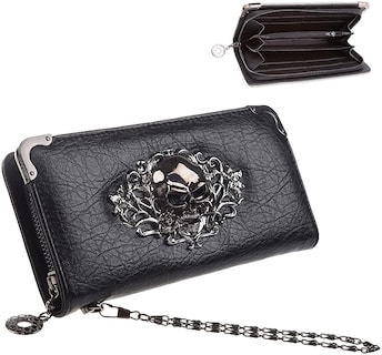 Foto 1 | Foto 1 | Monedero Huoguo Para Mujer De Piel Sintética Calavera Gótica De Piel Sintética Color Negro - Venta Internacional.