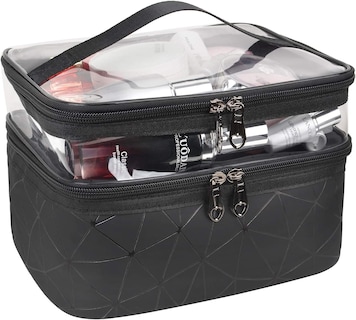 Foto 1 | Foto 1 | Bolsa De Maquillaje Huoguo Estuche De Viaje Para Cosméticos De Doble Capa Negro - Venta Internacional.