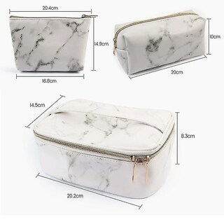 Foto 5 | Foto 5 | Set De Bolsas De Aseo Cosmético Bolsa De Maquillaje De Mármol De 3 Piezas Impermeable - Venta Internacional.