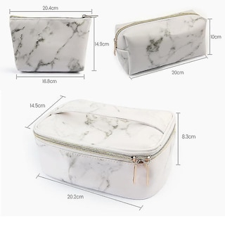 Foto 5 | Foto 5 | Set De Neceseres Cosméticos Bolsa De Maquillaje De Mármol De 3 Piezas Para Mujer - Venta Internacional.