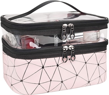Foto 1 | Foto 1 | Bolsa De Maquillaje Huoguo Estuche De Viaje De Doble Capa Para Cosméticos Color Rosa - Venta Internacional.