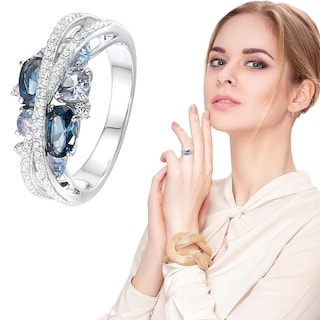 Foto 4 | Foto 4 | Anillo Huoguo Butterfly Diamond Aleación Azul En Forma De Corazón - Venta Internacional.