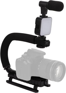 Foto 1 | Foto 1 | Estabilizador De Cámara De Video De Mano, Soporte Portátil En Forma De U Con Micrófono De Luz Led,evita Sacudidas Al Disparar, P