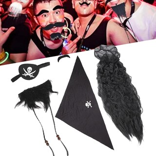 Foto 2 | Foto 2 | Accesorios De Disfraz Set De Barba Falsa De Pirata Negra Zjchao - Venta Internacional.