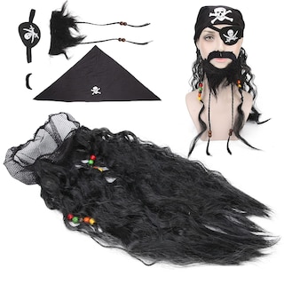Foto 5 | Foto 5 | Accesorios De Disfraz Set De Barba Falsa De Pirata Negra Zjchao - Venta Internacional.