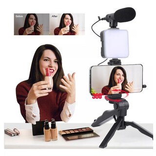 Foto 3 | Foto 3 | Trípode + Micrófono + Adaptador de Iluminación + Luz LED Eo Safe Imports ESI-9657