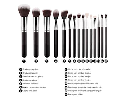 Foto 2 | Foto 2 | Brochas para Maquillaje Frutivegie Punta Blanca Negras 16 Piezas