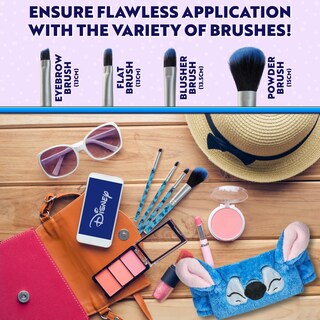 Foto 5 | Foto 5 | Set De Brochas De Maquillaje Disney Stitch Fluffy Con Diadema Y Funda - Venta Internacional.