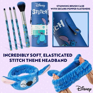 Foto 6 | Foto 6 | Set De Brochas De Maquillaje Disney Stitch Fluffy Con Diadema Y Funda - Venta Internacional.