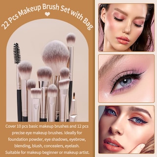 Foto 6 | Foto 6 | Juego De Brochas De Maquillaje Magefy, 22 Unidades, Con Funda Sintética Negra Y Dorada - Venta Internacional.