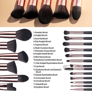 Foto 2 | Foto 2 | Set De Brochas De Maquillaje Bs-mall, 18 Unidades, Fibra Sintética De Primera Calidad - Venta Internacional.