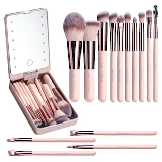 Foto 1 | Foto 1 | Set De Brochas De Maquillaje Bs-mall Travel Con Espejo Led, 14 Unidades Apink - Venta Internacional.