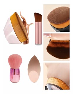 Foto 5 | Foto 5 | Brochas Y Esponja De Maquillaje Color Rosa + Termo De Agua Güish