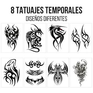 Foto 2 | Foto 2 | 8 Plantillas Tatuajes Temporales Tatoo Impermeable Grandes
