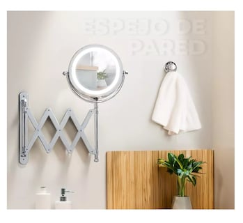 Foto 3 | Foto 3 | Espejo Redondo Para Maquillaje De Pared Con Luz Para Baño Marco Plateado