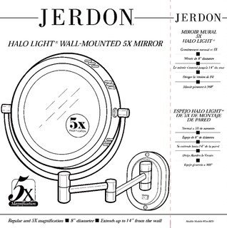 Foto 6 | Foto 6 | Espejo De Maquillaje Jerdon Montado En La Pared Con Iluminación De Aumento 5x - Venta Internacional.