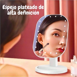 Foto 8 | Foto 8 | Espejo De Maquillaje Led Ovalado Con Control Táctil Ajuste De Luz Portátil Negro