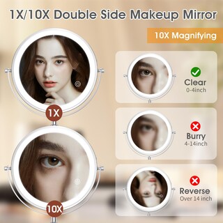 Foto 6 | Foto 6 | Espejo De Maquillaje Milprox De 20 Cm Con Aumento De 10x Y 3 Luces - Venta Internacional.