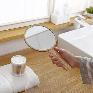 Foto 3 | Foto 3 | Espejo De Maquillaje Huoguo Madera De Roble De Alta Definición 15 Cm De Diámetro - Venta Internacional.