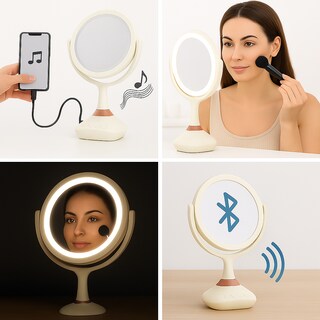 Foto 5 | Foto 5 | Espejo de Maquillaje con Luz LED Blanca, Aumento 5X, Bocina Bluetooth y Carga USB – Modelo D638M