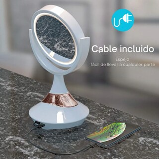 Foto 7 | Foto 7 | Espejo de Maquillaje con Luz LED Blanca, Aumento 5X, Bocina Bluetooth y Carga USB – Modelo D638M