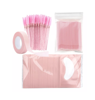 Foto 1 | Foto 1 | Kit 100 Microbrush + 50 Parches Hidrogel + 50 Cepillos 1 Cinta 50 Parches Curvos Rosa