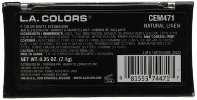 Foto 3 | Foto 3 | Paleta De Sombras De Ojos L.a. Colors De 5 Colores Mate, Lino Natural - Venta Internacional.