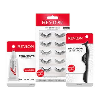 Foto 2 | Foto 2 | Set de 5 Pares de Pestañas Revlon 3 con Aplicador y Pegamento Transparente