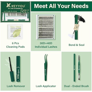Foto 2 | Foto 2 | Kit De Extensión De Pestañas Keyyou, 300 Unidades, Individual, Rizo 30d40dd 0.07d - Venta Internacional.