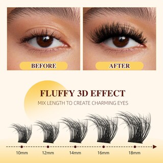 Foto 6 | Foto 6 | Kit De Extensión De Pestañas Quewel Fluffy Lash Clusters Con 168 Grupos De Pestañas - Venta Internacional.