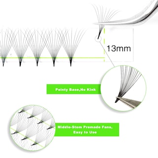 Foto 5 | Foto 5 | Extensiones De Pestañas Kolybel 16d, 9 Mm, Ventiladores Prefabricados, 500 Unidades - Venta Internacional.