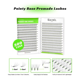 Foto 3 | Foto 3 | Extensiones De Pestañas Kolybel 12d, 9 Mm, Ventiladores Prefabricados, 500 Unidades - Venta Internacional.