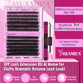 Foto 2 | Foto 2 | Kit De Extensión De Pestañas Yawamica Fluffier Lash Clusters 150d+200d - Venta Internacional.