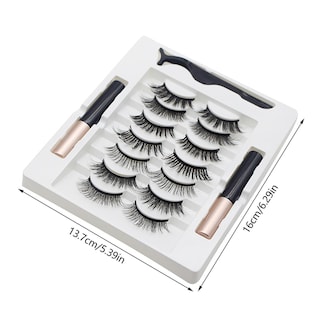 Foto 1 | Foto 1 | Set De Pestañas Magnéticas Huoguo 7 Pares Con Delineador De Ojos Para Rizos Gruesos - Venta Internacional.