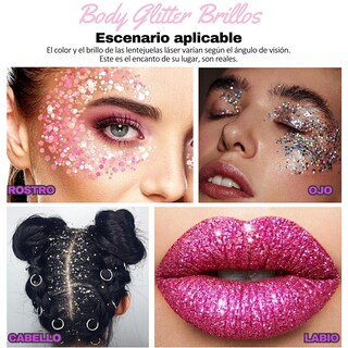 Foto 4 | Foto 4 | 3 Body Glitter Maquillaje Iluminador Cabello Cuerpo Brillos Paquete 2