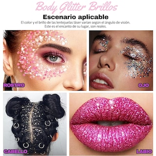 Foto 3 | Foto 3 | 3 Body Glitter Maquillaje Iluminador Cabello Cuerpo Brillos Paquete 3
