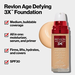 Foto 2 | Foto 2 | Base Líquida Revlon Antienvejecimiento 3 Veces para Maquillaje Facial 30 ml - Venta Internacional
