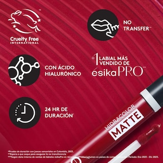 Foto 6 | Foto 6 | Labial Líquido Hidracolor Matte - Rojo Vibrante Ésika 6ml