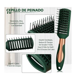 Foto 4 | Foto 4 | Herramientas De Peluquería Peine Redondo 4 Unidades Verde Con Negro