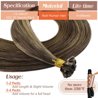 Foto 3 | Foto 3 | Extensiones De Cabello Sunny Hair Ktip Human Hair, 18 Pulgadas, 50 G, Color Marrón - Venta Internacional.