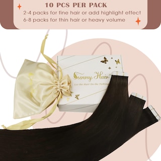 Foto 3 | Foto 3 | Extensiones De Cabello Con Cinta Adhesiva Sunny Hair Darkest Brown 14 Pulgadas 25 G - Venta Internacional.