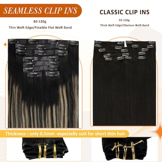Foto 5 | Foto 5 | Extensiones De Cabello Con Clip, De Color Negro Brillante A Marrón Medio - Venta Internacional.